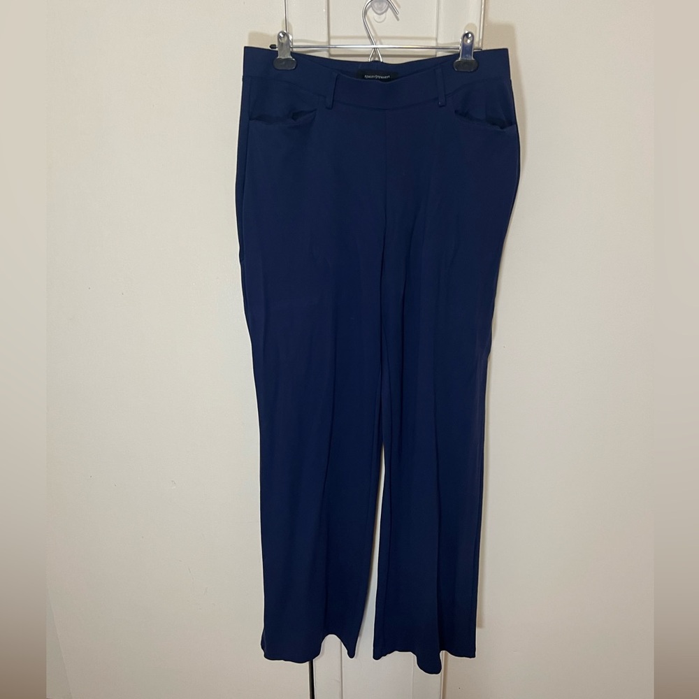 Ashley Stewart blue wide leg trousers size 14 tall